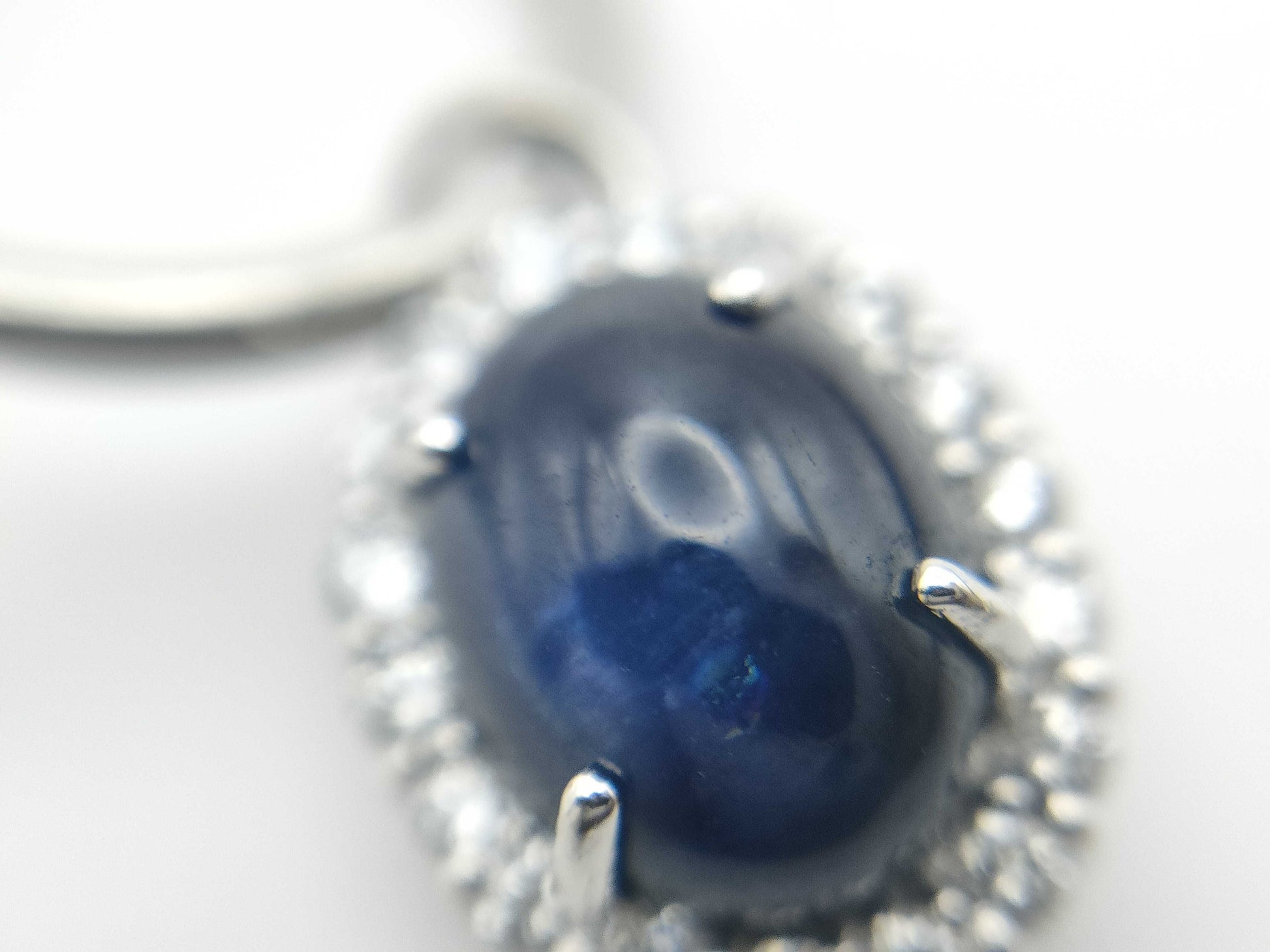 Cabochon Sapphire 2.14/2.27ct D0.16/0.17ct PT900 5.4g Earrings 