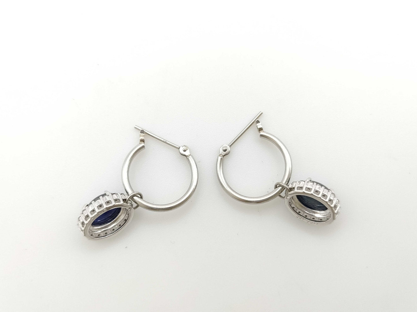 Cabochon Sapphire 2.14/2.27ct D0.16/0.17ct PT900 5.4g Earrings 