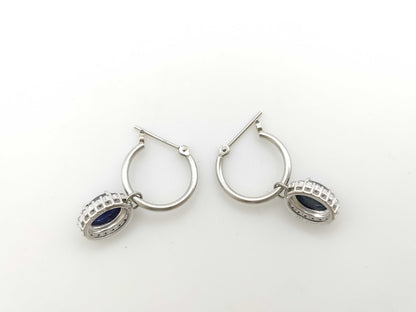 Cabochon Sapphire 2.14/2.27ct D0.16/0.17ct PT900 5.4g Earrings 