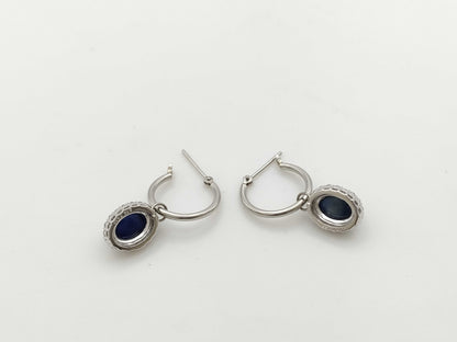 Cabochon Sapphire 2.14/2.27ct D0.16/0.17ct PT900 5.4g Earrings 