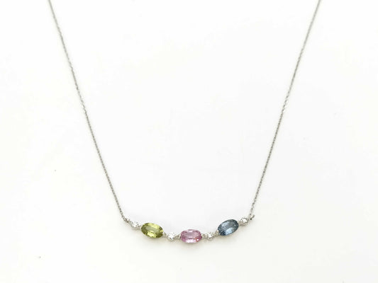 Colored Stone Multi 0.97ct D0.07ct PT900/850 2.0g Necklace 