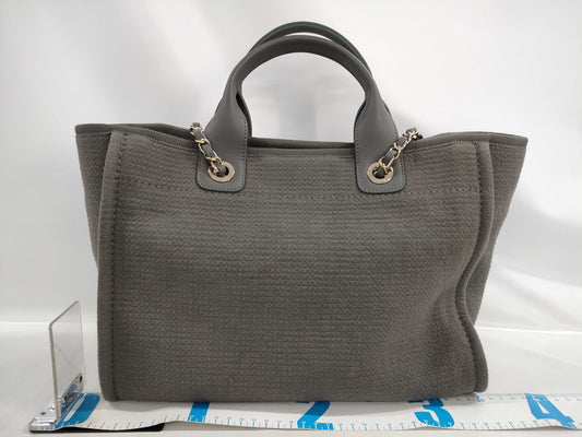 CHANEL Deauville MM Toile Gray 2-way Shoulder Bag