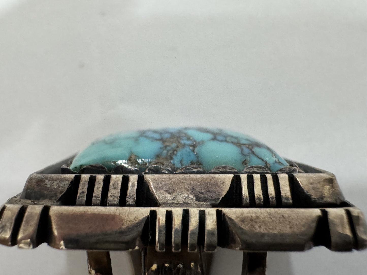 NAVAJO Fred Peters Extra Large High-Grade Natural Kingman Turquoise Ring in Sterling Silver, 20.0g