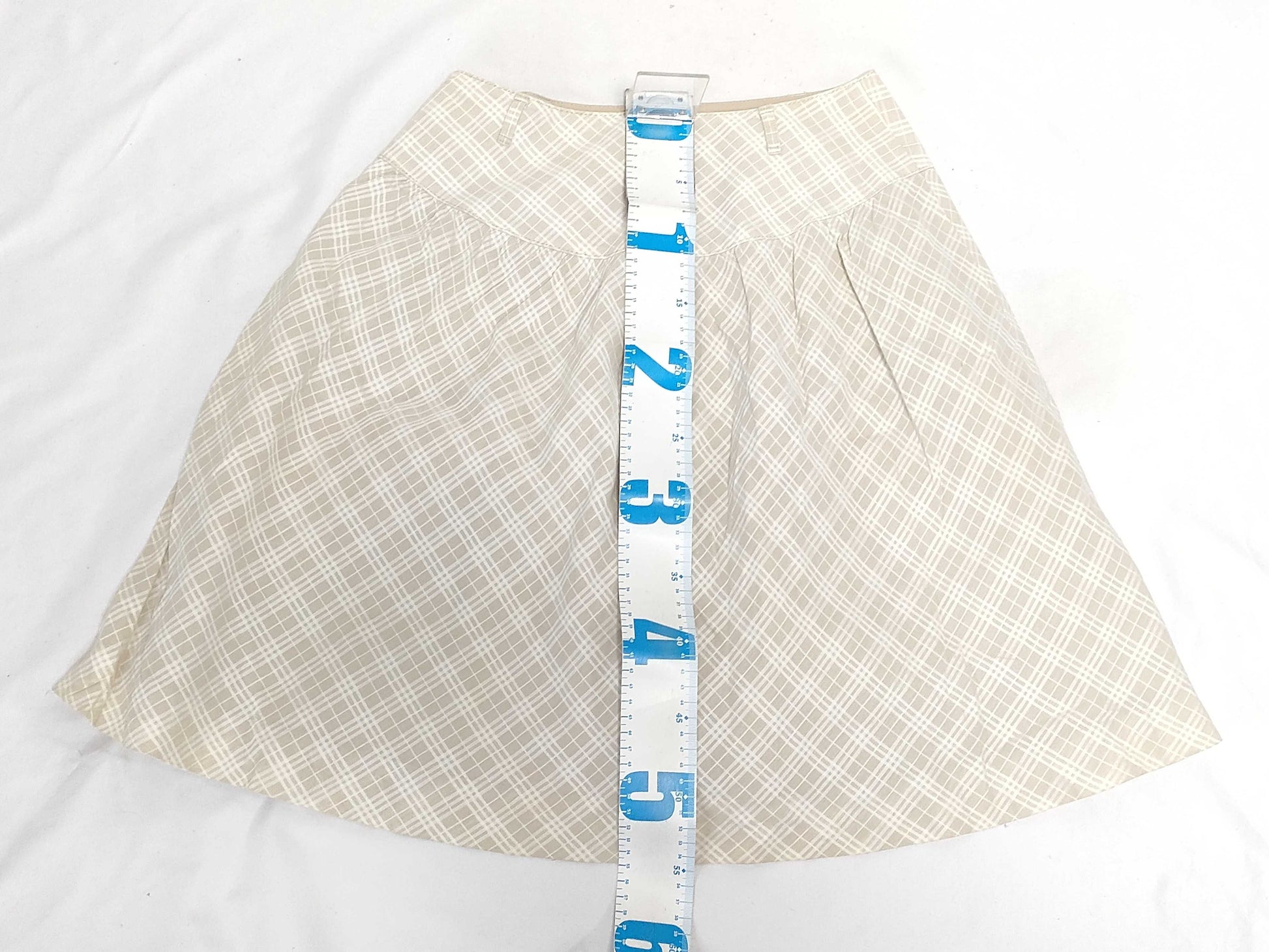 BURBERRY Blue Label London Skirt, Horse Logo Check, Cotton, Beige, FX523-418-40 #38