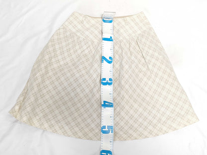 BURBERRY Blue Label London Skirt, Horse Logo Check, Cotton, Beige, FX523-418-40 #38