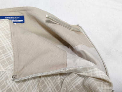BURBERRY Blue Label London Skirt, Horse Logo Check, Cotton, Beige, FX523-418-40 #38