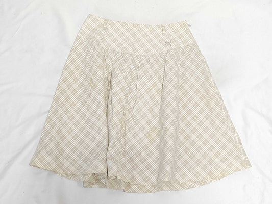 BURBERRY Blue Label London Skirt, Horse Logo Check, Cotton, Beige, FX523-418-40 #38