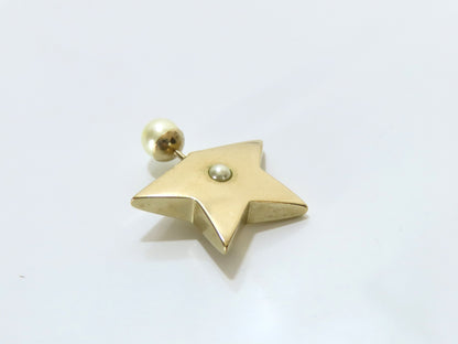 Dior Faux Pearl Star Earrings, Gold, Dust Bag