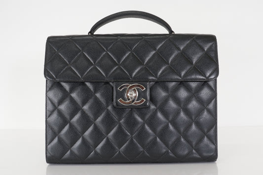 CHANEL Caviar Matelasse Business Bag, Silver Hardware, No. 5 Series