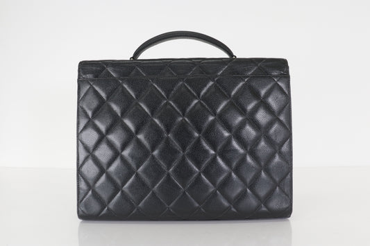 CHANEL Caviar Matelasse Business Bag, Silver Hardware, No. 5 Series