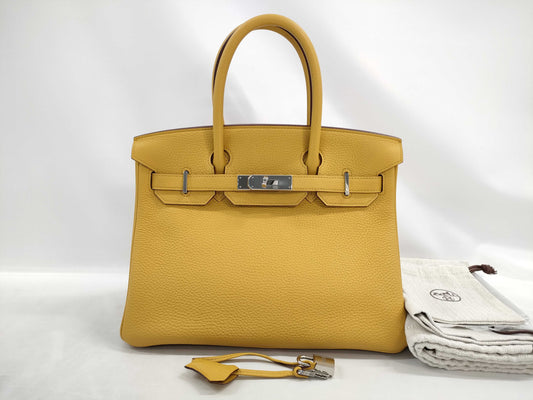 HERMES Birkin 30 Togo Jaune Ambre D engraved handbag
