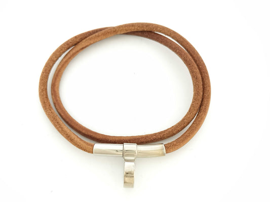 HERMES Leather Bracelet Bracelet Bangle