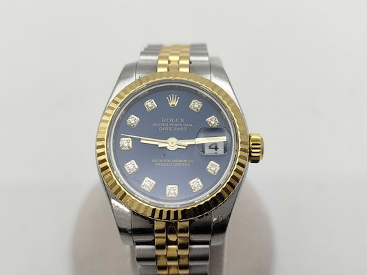 ROLEX 179173G Z312360 Blue Dial Women's Watch