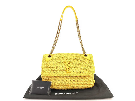 Yves Saint Laurent Unused Niki Chain Shoulder Bag in Raffia