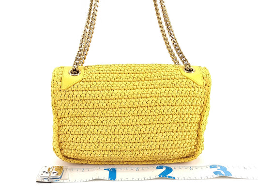 Yves Saint Laurent Unused Niki Chain Shoulder Bag in Raffia