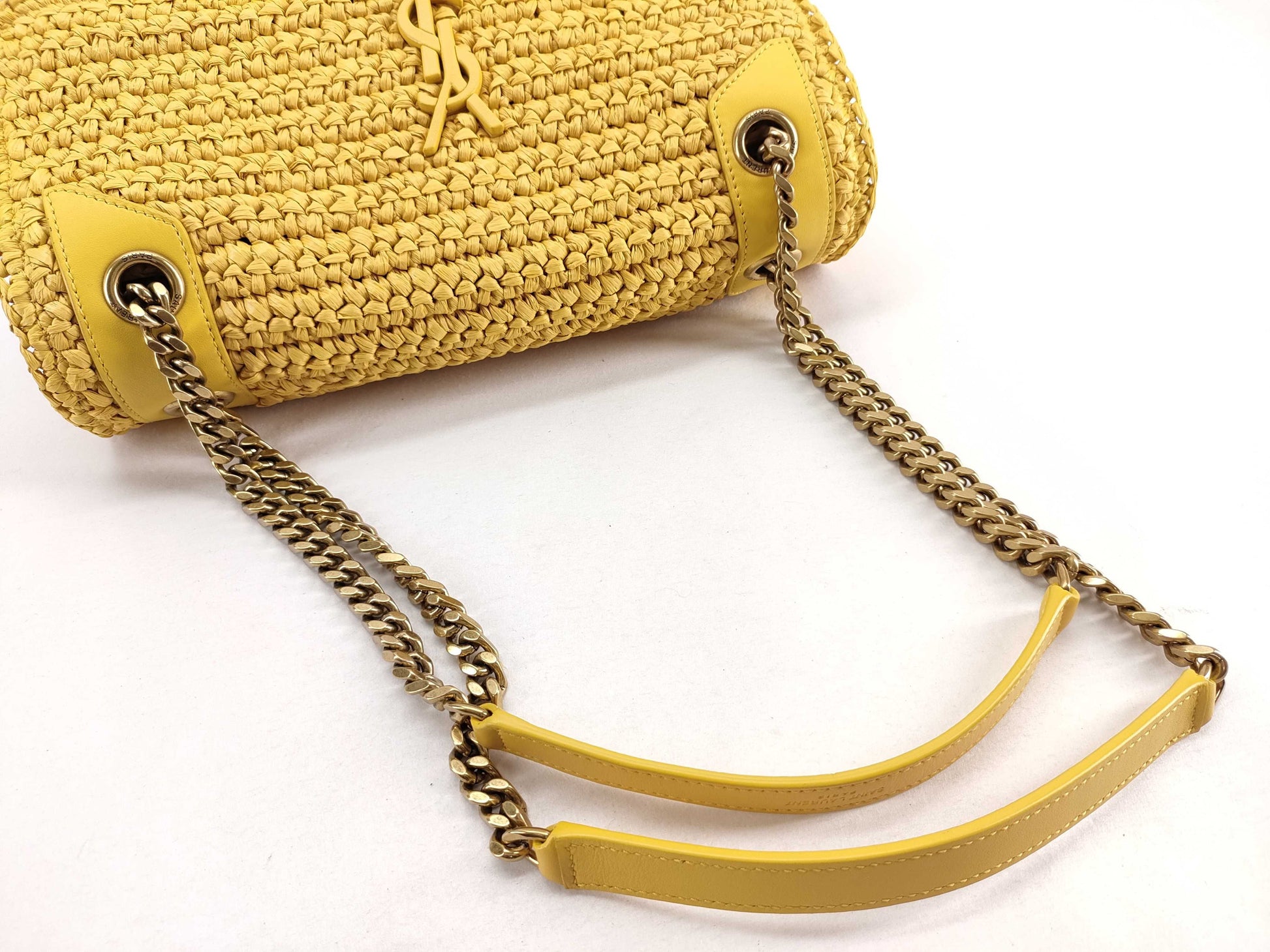Yves Saint Laurent Unused Niki Chain Shoulder Bag in Raffia