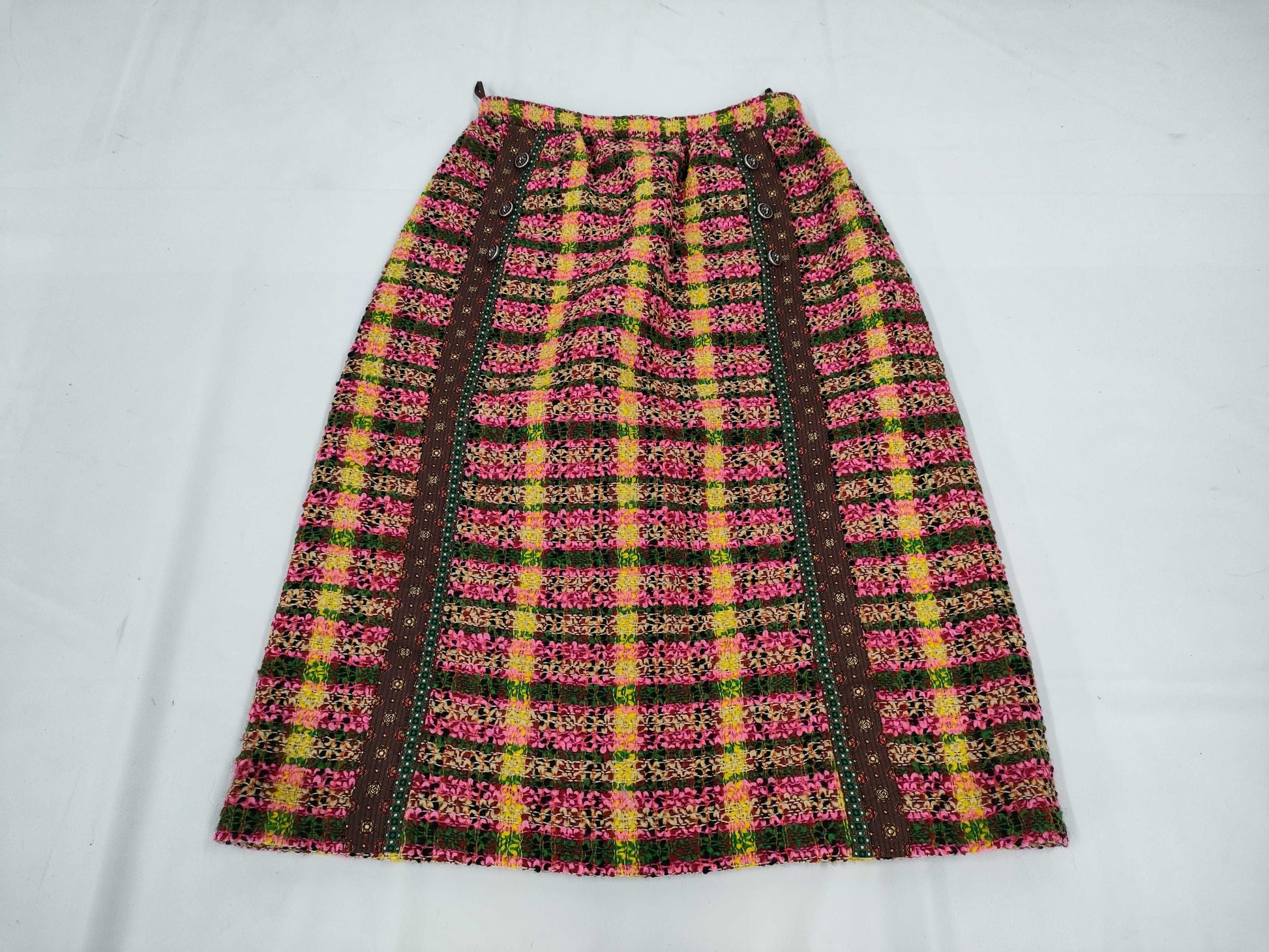 GUCCI Tweed Skirt with Lion Buttons, Size 38