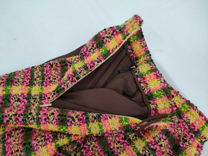 GUCCI Tweed Skirt with Lion Buttons, Size 38