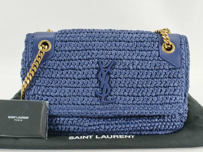 Yves Saint Laurent Unused Niki Chain Shoulder Bag in Raffia