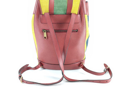 GUCCI Baiadera Stripe Backpack Canvas and Leather Backpack