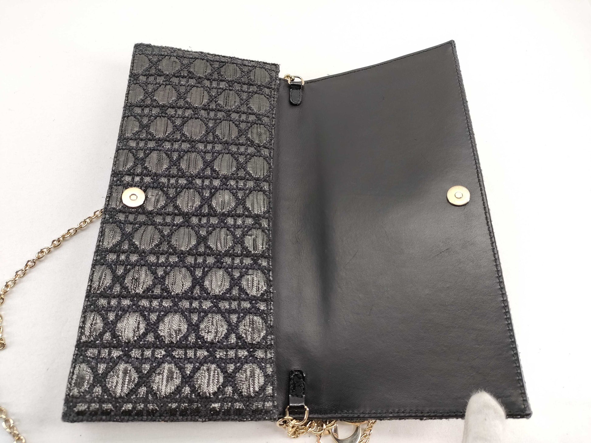 Dior Trotter Cannage Chain Shoulder Bag in Black