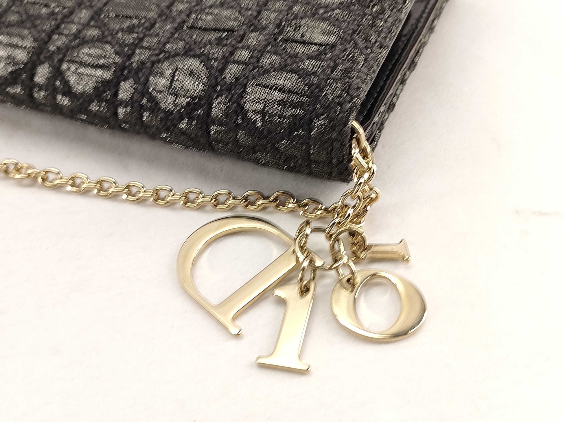 Dior Trotter Cannage Chain Shoulder Bag in Black