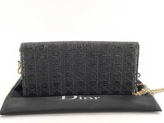 Dior Trotter Cannage Chain Shoulder Bag in Black