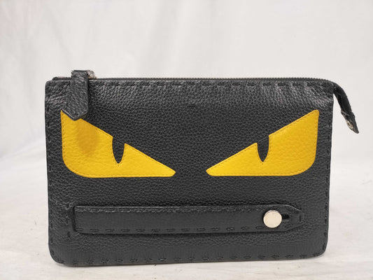 FENDI Monster Bag Bugs Clutch Bag Black with Yellow Eyes