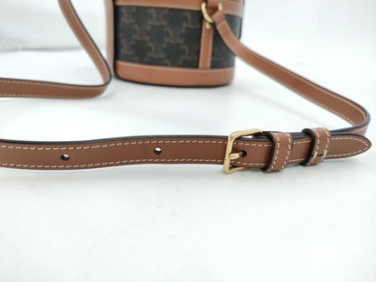 CELINE Triomphe Tambour Vanity PVC/Leather Vanity Bag with Gold Hardware