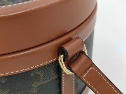 CELINE Triomphe Tambour Vanity PVC/Leather Vanity Bag with Gold Hardware