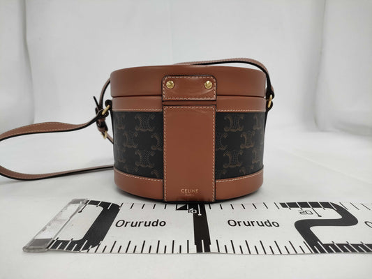 CELINE Triomphe Tambour Vanity PVC/Leather Vanity Bag with Gold Hardware