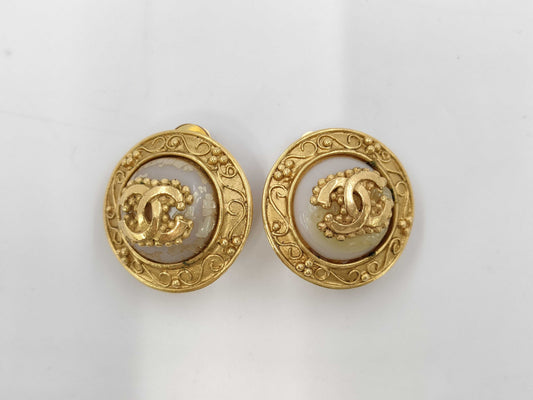 CHANEL 96A Coco Mark Pearl Earrings