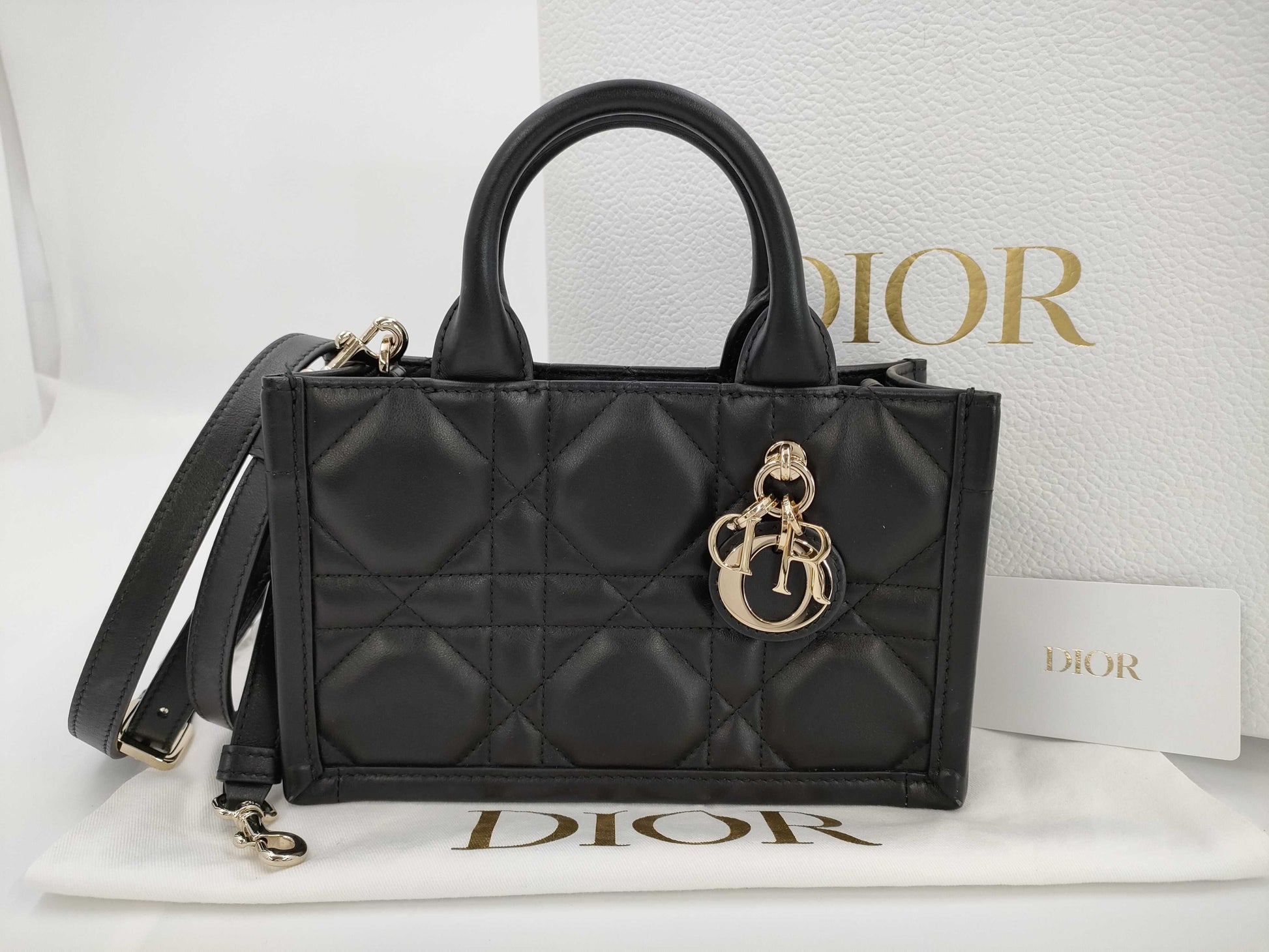 Dior Cannage 2-Way Mini Black Shoulder Bag
