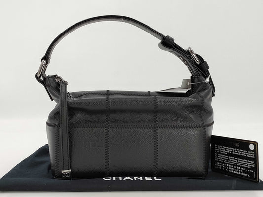 CHANEL Chocolate Bar Handbag Caviar Skin Handbag