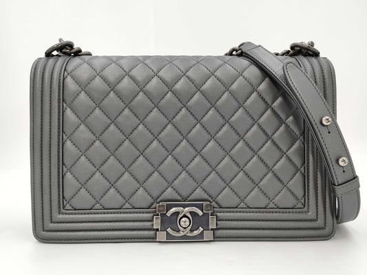 CHANEL Boy Chanel Chain Shoulder Bag in Silver