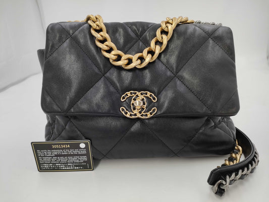 CHANEL Gunmetal Chain Shoulder Bag