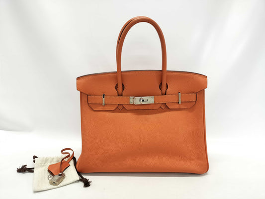 HERMES Birkin 30 Handbag, Potiron, Silver Hardware, Togo Leather, □J Stamped, Handbag