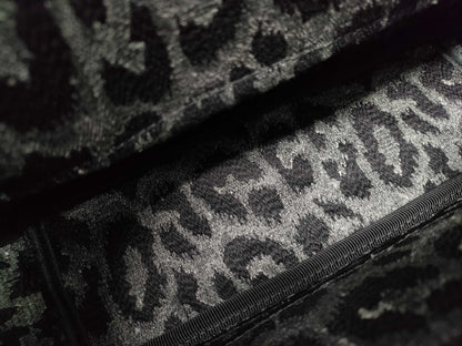 Dior Caro Leopard Print Gray Black Gold Hardware Velvet Canvas Shoulder Bag