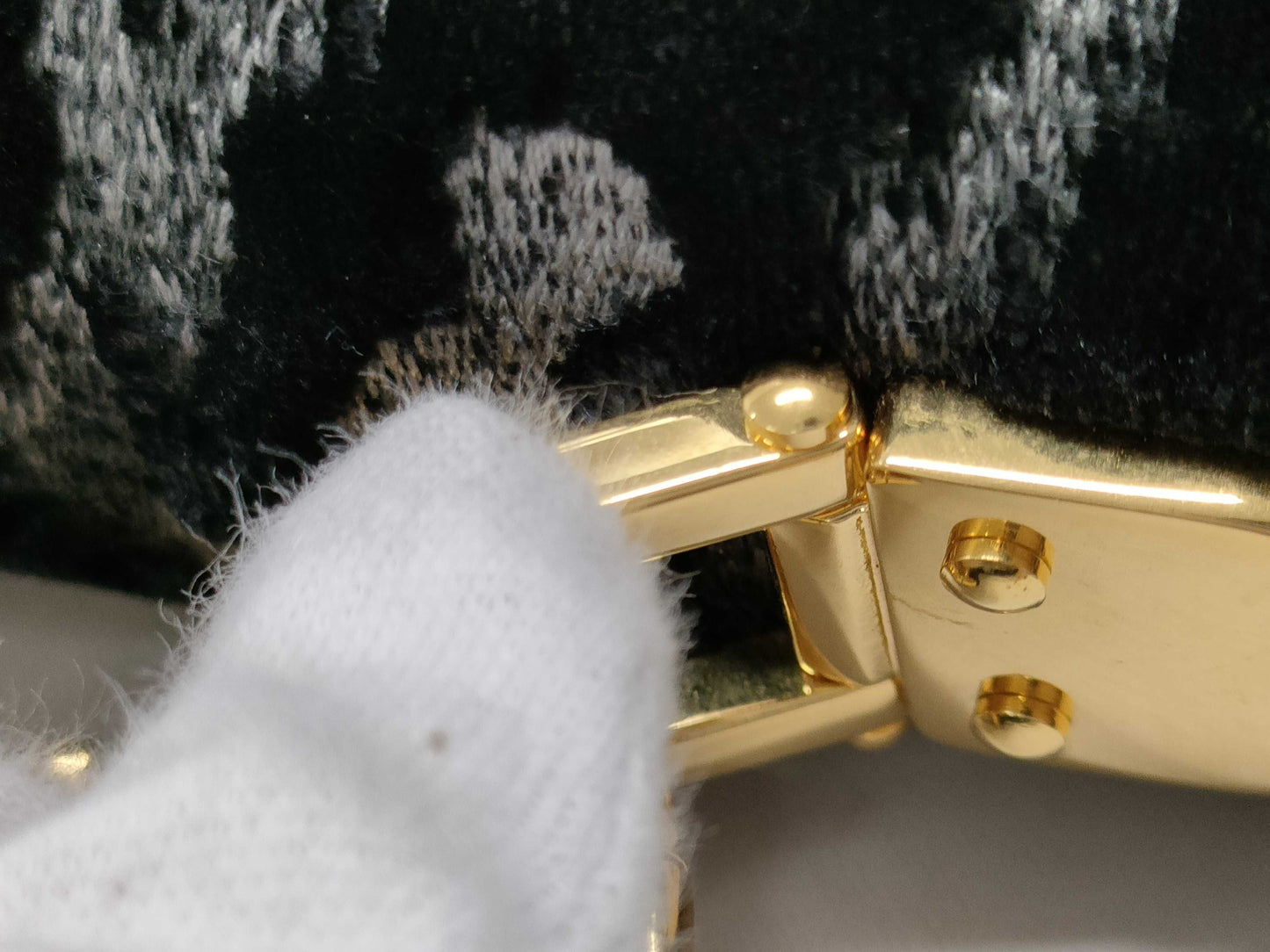 Dior Caro Leopard Print Gray Black Gold Hardware Velvet Canvas Shoulder Bag