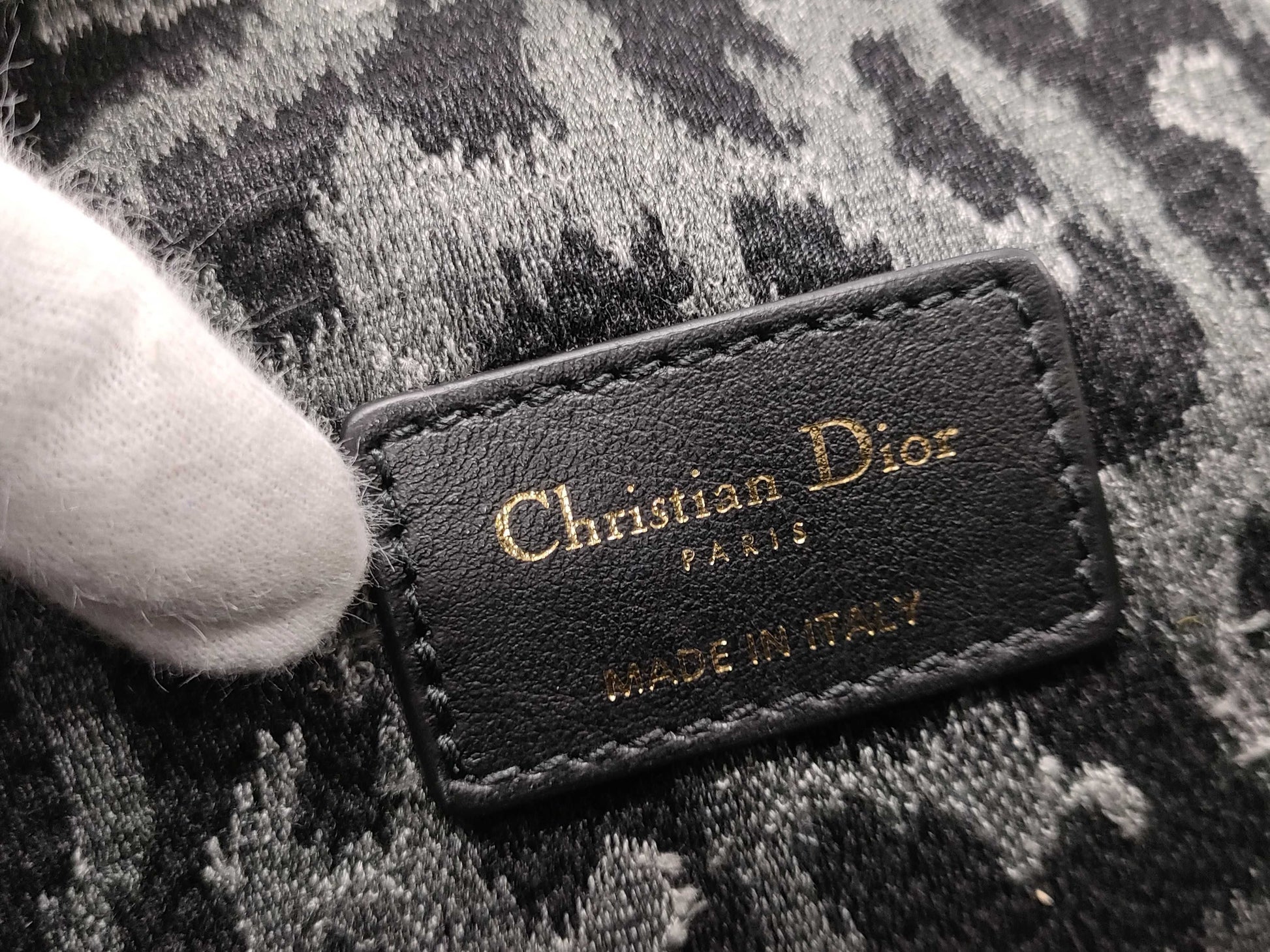 Dior Caro Leopard Print Gray Black Gold Hardware Velvet Canvas Shoulder Bag