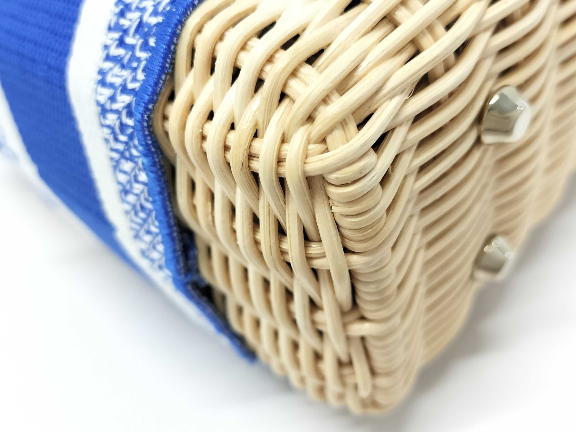 Dior Lady Dior 2-Way Handbag Mini Blue with Gold Hardware and Wicker