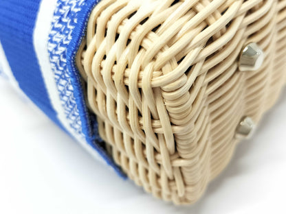 Dior Lady Dior 2-Way Handbag Mini Blue with Gold Hardware and Wicker