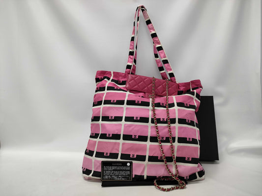 CHANEL Matelasse Eco Bag, Pink, Multicolor, Gold Hardware, Caviar Leather, Nylon, 31633103 Tote Bag