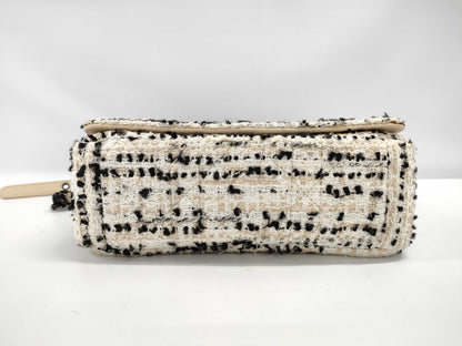 Dior Caro Small Chain Shoulder Bag in Ivory with Black Hardware and Tweed
