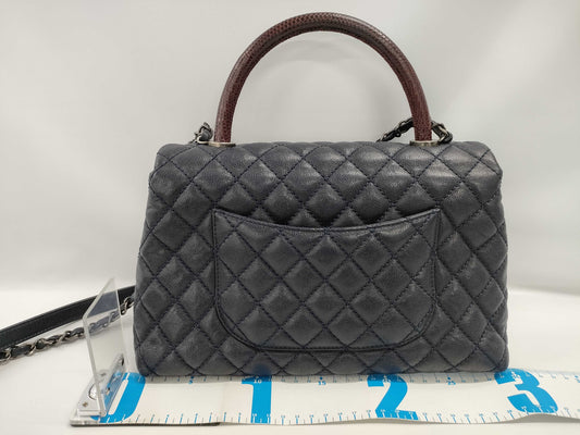 CHANEL CHANEL Coco Handle 29 2-way handbag/shoulder bag, navy blue with silver hardware and caviar leather, 21530063 handbag