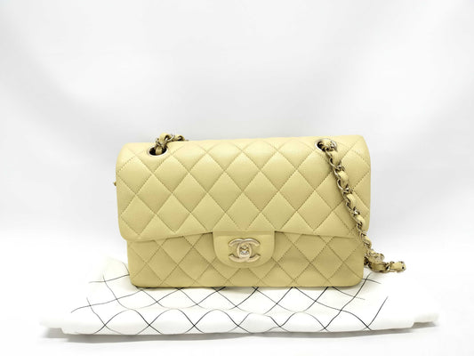 CHANEL Matelasse Chain Shoulder Bag with Double Flap, Beige, Gold Hardware, and Caviar Leather, K339854C
