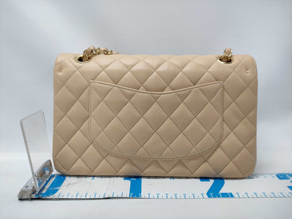 CHANEL Matelasse 25 2-way Double Flap Double Chain A01112 Beige Lambskin Shoulder Bag with Gold Hardware 31165055