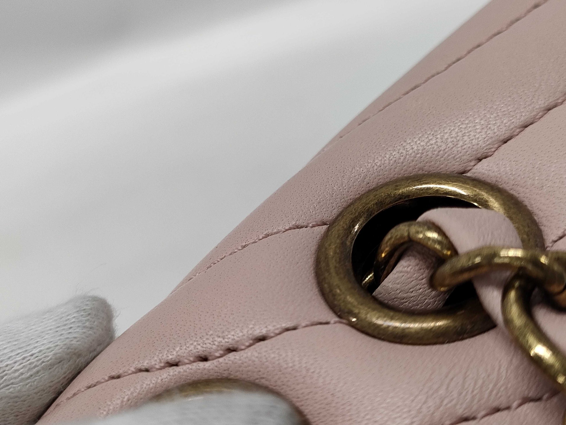 CHANEL Design Stitch Chain Shoulder Bag Pink Beige with Gold Hardware, Lambskin, 23078341 Shoulder Bag