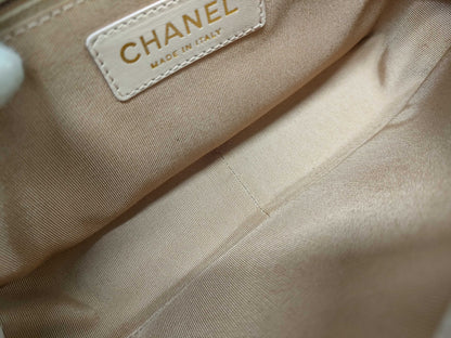CHANEL Design Stitch Chain Shoulder Bag Pink Beige with Gold Hardware, Lambskin, 23078341 Shoulder Bag