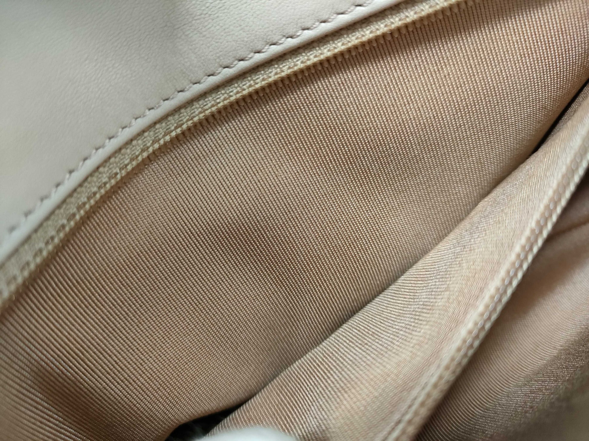 CHANEL Design Stitch Chain Shoulder Bag Pink Beige with Gold Hardware, Lambskin, 23078341 Shoulder Bag
